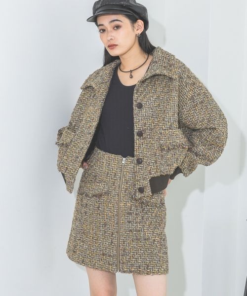 JEANASIS(ジーナシス)の「【SET UP対応】ツイードZIPミニスカート/210702(スカート・レディース・ブルー系その他/ブラウン系その他・FREE)」の13枚目の写真