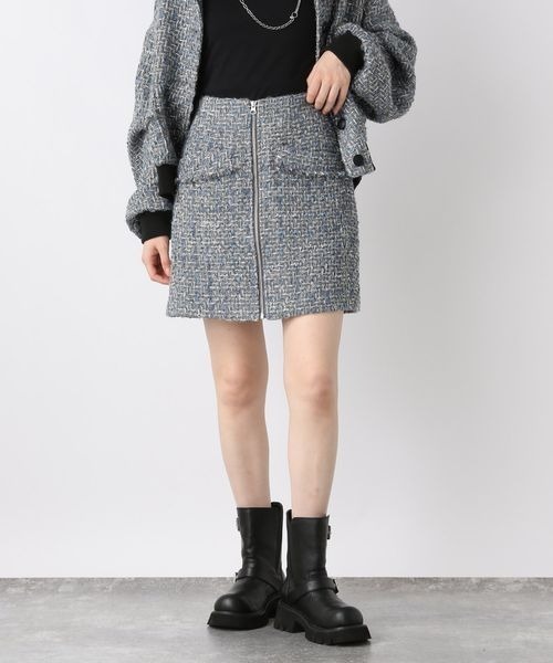Mystrada 新品 ツイードCPOジャケット フレアミニスカート セット Mystrada ツイードCPOジャケット ツイードラップスカート セット