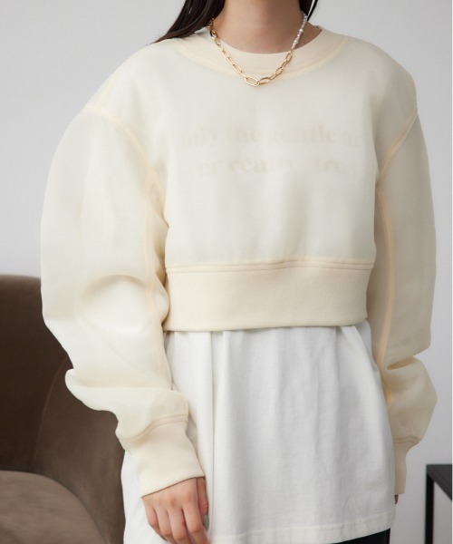 AZUL by moussy(アズールバイマウジー)の「シアーダンボールプルオーバー(スウェット・レディース・ブラック/アイボリー・FREE)」の2枚目の写真