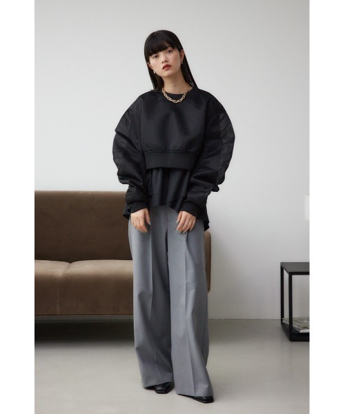 AZUL by moussy(アズールバイマウジー)の「シアーダンボールプルオーバー(スウェット・レディース・ブラック/アイボリー・FREE)」の5枚目の写真