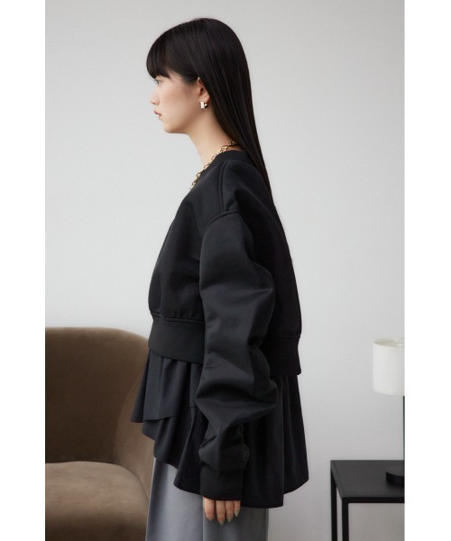 AZUL by moussy(アズールバイマウジー)の「シアーダンボールプルオーバー(スウェット・レディース・ブラック/アイボリー・FREE)」の7枚目の写真