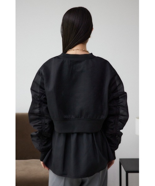 AZUL by moussy(アズールバイマウジー)の「シアーダンボールプルオーバー(スウェット・レディース・ブラック/アイボリー・FREE)」の8枚目の写真