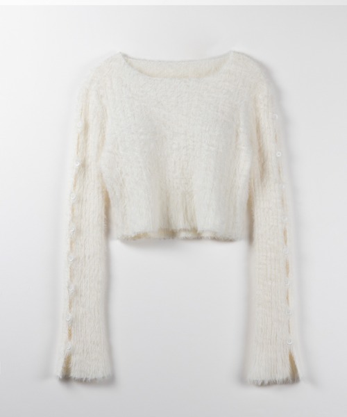 me+em select（ミームセレクト）の「【 ３color 】カットアウトスリットスリーブショートシャギーニット ／ cutout slit sleeve short shaggy knit（ニット/セーター・レディース・ブラック/グレー/ホワイト・FREE）」の10枚目の写真
