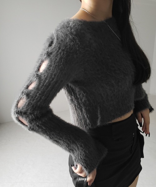 ニット セーター SHAGGY CUTOUT TOPS シャギー カットアウト トップス レディース SLY ニット セーター SHAGGY CUTOUT TOPS シャギー カットアウト