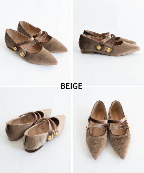 Fabby fabby(ファビィーファビィー)の「ベロアゴールドボタンパンプス(パンプス・レディース・ベージュ/ブラック・LARGE/MEDIUM/SMALL)」の16枚目の写真