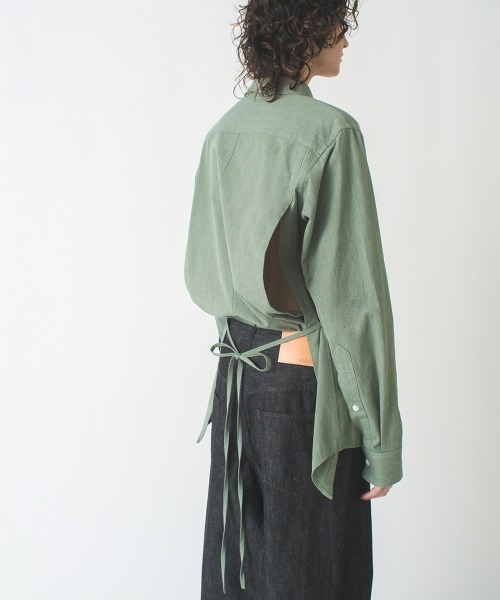 soduk（スドーク）の「【soduk】back open dress shirt（シャツ/ブラウス・レディース・グリーン/グレー・ONE SIZE）」の13枚目の写真
