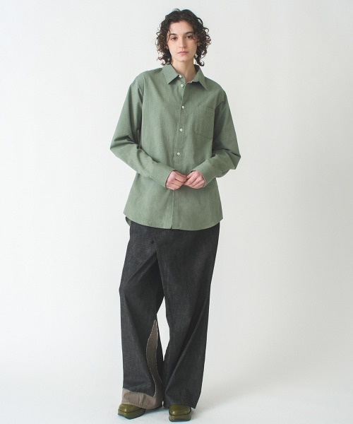 soduk（スドーク）の「【soduk】back open dress shirt（シャツ/ブラウス・レディース・グリーン/グレー・ONE SIZE）」の14枚目の写真
