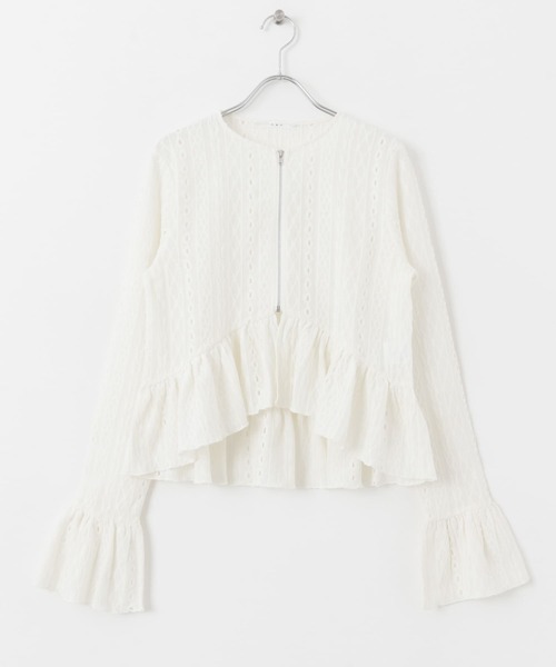 KBF（ケイビーエフ）の「ペプラムレーストップス（Tシャツ/カットソー・レディース・アイボリー/ブラック・ONE）」の19枚目の写真