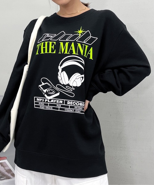 spiritoso(スピリトーゾ)の「【spiritoso】CLUB THE MANIAヘッドフォンプリント裏毛トレーナー(CP)(スウェット・レディース・ホワイト/杢グレー/ブラック・FREE)」の2枚目の写真