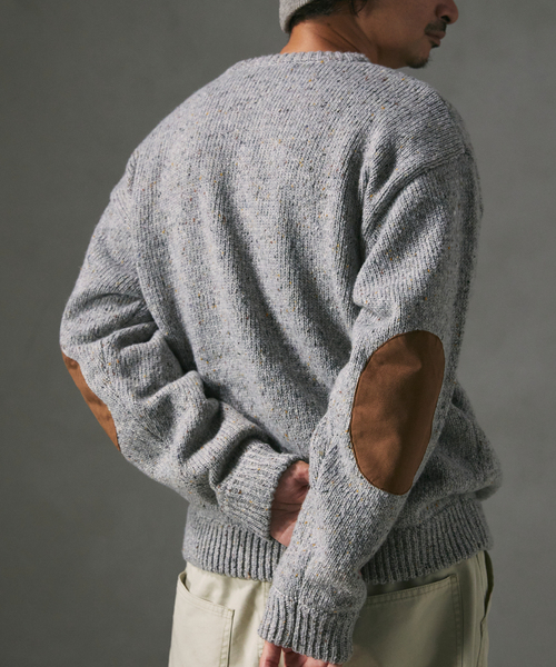 CALIFORNIA エルボーパッチ クルーネックニット