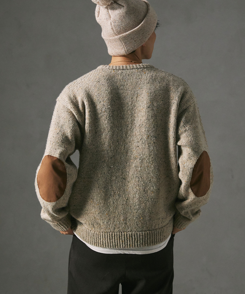 CALIFORNIA エルボーパッチ クルーネックニット