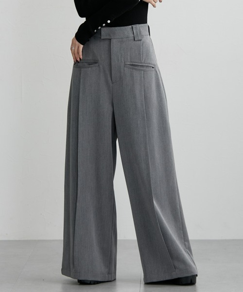 Soiunique（スワユニーク）の「センタープレス超ワイドパンツ［Soiunique］（スラックス・レディース・ベージュ/ブラック/杢グレー・LL/M/L）」の3枚目の写真