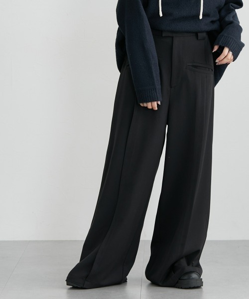 Soiunique（スワユニーク）の「センタープレス超ワイドパンツ［Soiunique］（スラックス・レディース・ベージュ/ブラック/杢グレー・LL/M/L）」の6枚目の写真