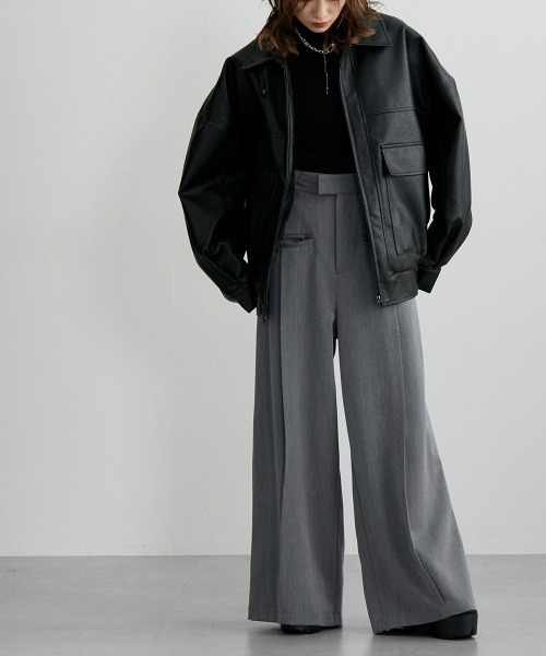 Soiunique（スワユニーク）の「センタープレス超ワイドパンツ［Soiunique］（スラックス・レディース・ベージュ/ブラック/杢グレー・LL/M/L）」の17枚目の写真