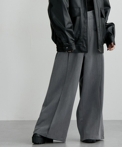 Soiunique（スワユニーク）の「センタープレス超ワイドパンツ［Soiunique］（スラックス・レディース・ベージュ/ブラック/杢グレー・LL/M/L）」の22枚目の写真