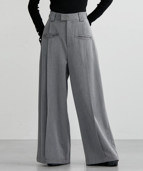 Soiunique（スワユニーク）の「センタープレス超ワイドパンツ［Soiunique］（スラックス・レディース・ベージュ/ブラック/杢グレー・LL/M/L）」の15枚目の写真