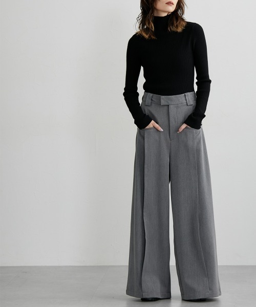 Soiunique（スワユニーク）の「センタープレス超ワイドパンツ［Soiunique］（スラックス・レディース・ベージュ/ブラック/杢グレー・LL/M/L）」の16枚目の写真