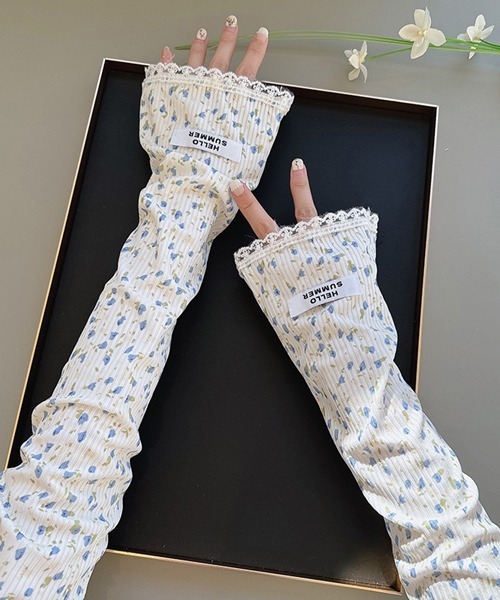 urge select】小花柄 レース アームウォーマー【UV対策/冷房対策