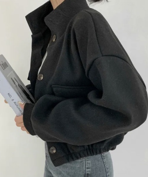 ポケ付きショート丈ボリュームスリーブブルゾン（ブルゾン）｜deux amour（ドゥーザムール）