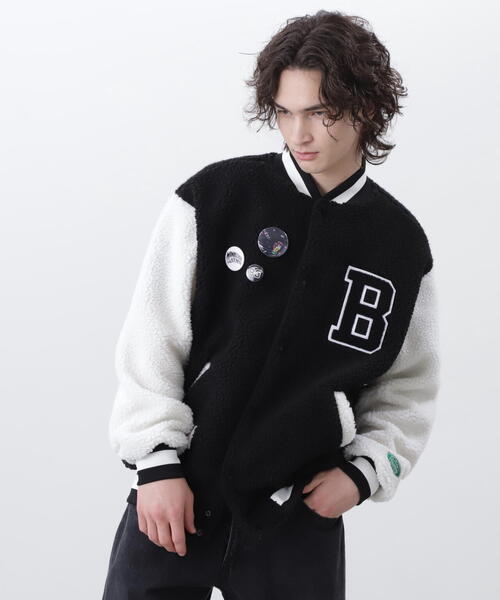 BILLIONAIRE BOYS CLUB(ビリオネア・ボーイズ・クラブ)の「BILLIONAIRE BOYS CLUB×MANASTASH/ビリオネア・ボーイズ・クラブ×マナスタッシュ BBC BOA VARSITY JACKET WITH BADG ボア バーシティジャケット ウィズ バッジ(スタジャン・メンズ・ブラウン/ブラック・M/XL/S/L)」の5枚目の写真