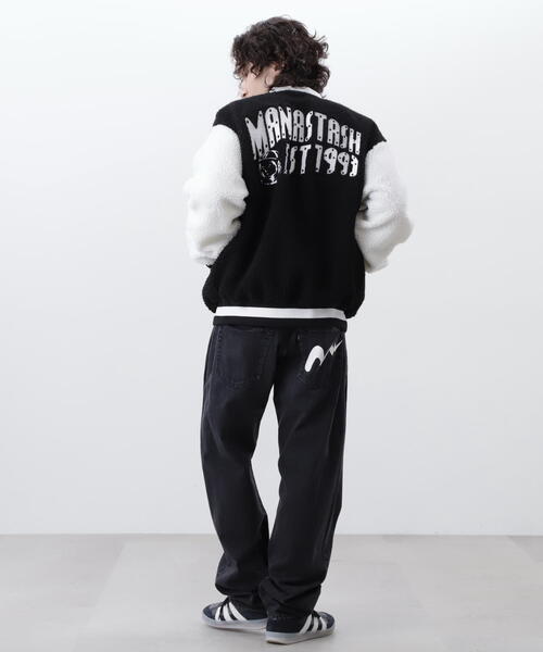 BILLIONAIRE BOYS CLUB(ビリオネア・ボーイズ・クラブ)の「BILLIONAIRE BOYS CLUB×MANASTASH/ビリオネア・ボーイズ・クラブ×マナスタッシュ BBC BOA VARSITY JACKET WITH BADG ボア バーシティジャケット ウィズ バッジ(スタジャン・メンズ・ブラウン/ブラック・M/XL/S/L)」の6枚目の写真