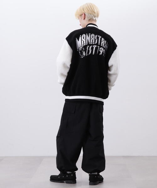 BILLIONAIRE BOYS CLUB(ビリオネア・ボーイズ・クラブ)の「BILLIONAIRE BOYS CLUB×MANASTASH/ビリオネア・ボーイズ・クラブ×マナスタッシュ BBC BOA VARSITY JACKET WITH BADG ボア バーシティジャケット ウィズ バッジ(スタジャン・メンズ・ブラウン/ブラック・M/XL/S/L)」の9枚目の写真