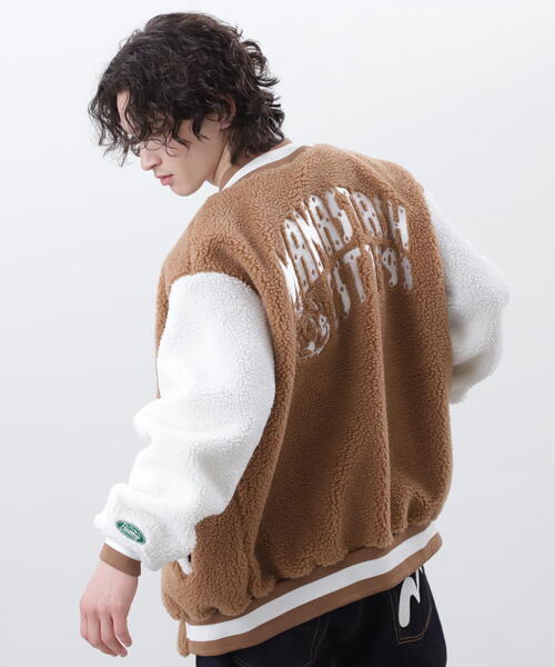 BILLIONAIRE BOYS CLUB(ビリオネア・ボーイズ・クラブ)の「BILLIONAIRE BOYS CLUB×MANASTASH/ビリオネア・ボーイズ・クラブ×マナスタッシュ BBC BOA VARSITY JACKET WITH BADG ボア バーシティジャケット ウィズ バッジ(スタジャン・メンズ・ブラウン/ブラック・M/XL/S/L)」の12枚目の写真