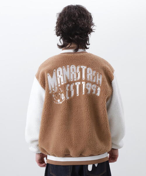 BILLIONAIRE BOYS CLUB(ビリオネア・ボーイズ・クラブ)の「BILLIONAIRE BOYS CLUB×MANASTASH/ビリオネア・ボーイズ・クラブ×マナスタッシュ BBC BOA VARSITY JACKET WITH BADG ボア バーシティジャケット ウィズ バッジ(スタジャン・メンズ・ブラウン/ブラック・M/XL/S/L)」の17枚目の写真