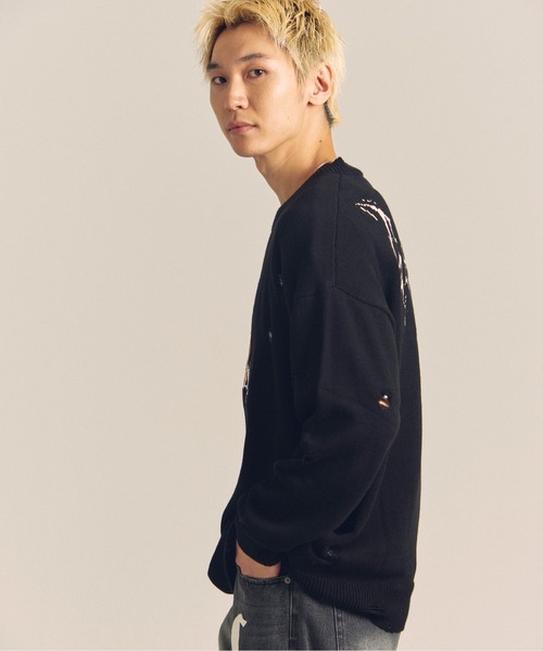 GALLIS ADDICTION（ガリスアディクション）の「GARISU-ボロボロニット（ニット/セーター・メンズ・ライトベージュ/ブラック・FREE）」の6枚目の写真