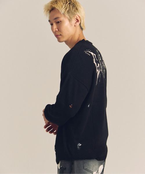 GALLIS ADDICTION（ガリスアディクション）の「GARISU-ボロボロニット（ニット/セーター・メンズ・ライトベージュ/ブラック・FREE）」の7枚目の写真