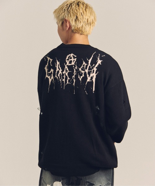 GALLIS ADDICTION（ガリスアディクション）の「GARISU-ボロボロニット（ニット/セーター・メンズ・ライトベージュ/ブラック・FREE）」の8枚目の写真