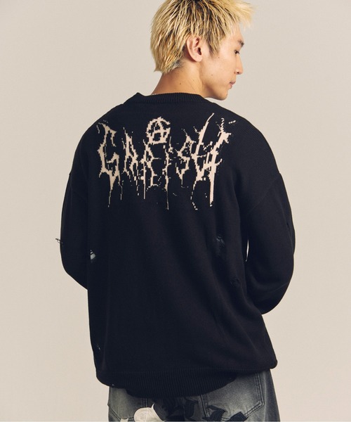 GALLIS ADDICTION（ガリスアディクション）の「GARISU-ボロボロニット（ニット/セーター・メンズ・ライトベージュ/ブラック・FREE）」の9枚目の写真