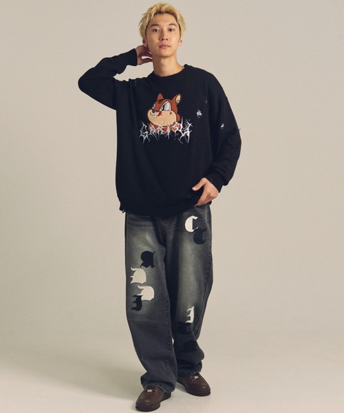 GALLIS ADDICTION（ガリスアディクション）の「GARISU-ボロボロニット（ニット/セーター・メンズ・ライトベージュ/ブラック・FREE）」の11枚目の写真