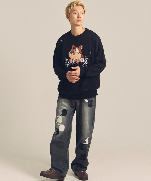 GALLIS ADDICTION（ガリスアディクション）の「GARISU-ボロボロニット（ニット/セーター・メンズ・ライトベージュ/ブラック・FREE）」の12枚目の写真