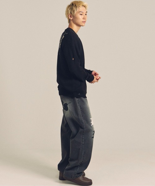 GALLIS ADDICTION（ガリスアディクション）の「GARISU-ボロボロニット（ニット/セーター・メンズ・ライトベージュ/ブラック・FREE）」の14枚目の写真