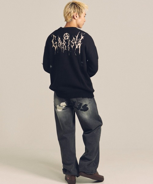 GALLIS ADDICTION（ガリスアディクション）の「GARISU-ボロボロニット（ニット/セーター・メンズ・ライトベージュ/ブラック・FREE）」の18枚目の写真