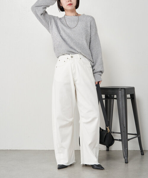 Jena espace merveilleux（ジェナ　エスパスメルヴェイユ）の「【低身長さんにも！】カーブデニムパンツ（その他パンツ・レディース・ネイビー/オフホワイト/サックスブルー・FREE）」の19枚目の写真