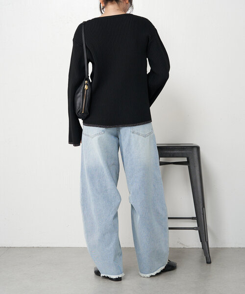 Jena espace merveilleux（ジェナ　エスパスメルヴェイユ）の「【低身長さんにも！】カーブデニムパンツ（その他パンツ・レディース・ネイビー/オフホワイト/サックスブルー・FREE）」の10枚目の写真