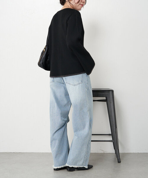 Jena espace merveilleux（ジェナ　エスパスメルヴェイユ）の「【低身長さんにも！】カーブデニムパンツ（その他パンツ・レディース・ネイビー/オフホワイト/サックスブルー・FREE）」の11枚目の写真