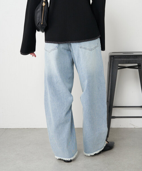 Jena espace merveilleux（ジェナ　エスパスメルヴェイユ）の「【低身長さんにも！】カーブデニムパンツ（その他パンツ・レディース・ネイビー/オフホワイト/サックスブルー・FREE）」の14枚目の写真