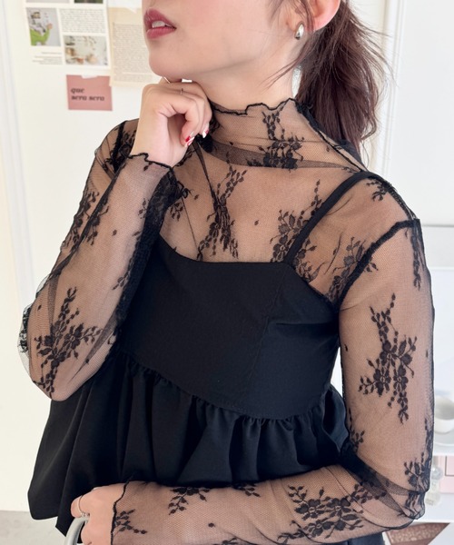 Loueme（ルエム）の「ハイネックメロウレーストップス（Tシャツ/カットソー・レディース・ブラウン/アイボリー/ブラック/オフホワイト/グレー・FREE）」の16枚目の写真
