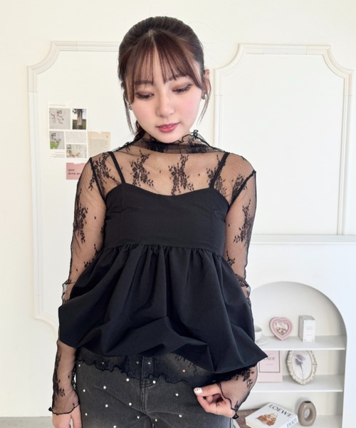 セール】ハイネックメロウレーストップス（Tシャツ/カットソー