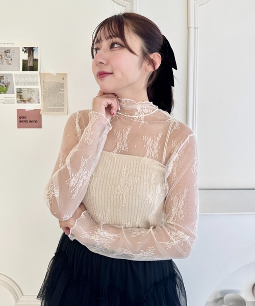 Loueme（ルエム）の「ハイネックメロウレーストップス（Tシャツ/カットソー・レディース・ブラウン/アイボリー/ブラック/オフホワイト/グレー・FREE）」の8枚目の写真