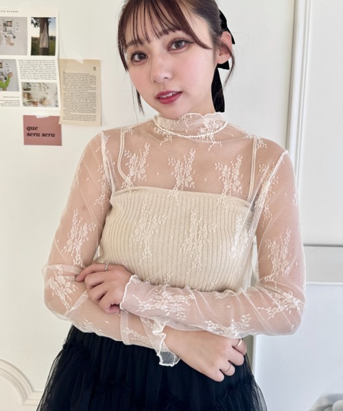 Loueme（ルエム）の「ハイネックメロウレーストップス（Tシャツ/カットソー・レディース・ブラウン/アイボリー/ブラック/オフホワイト/グレー・FREE）」の7枚目の写真