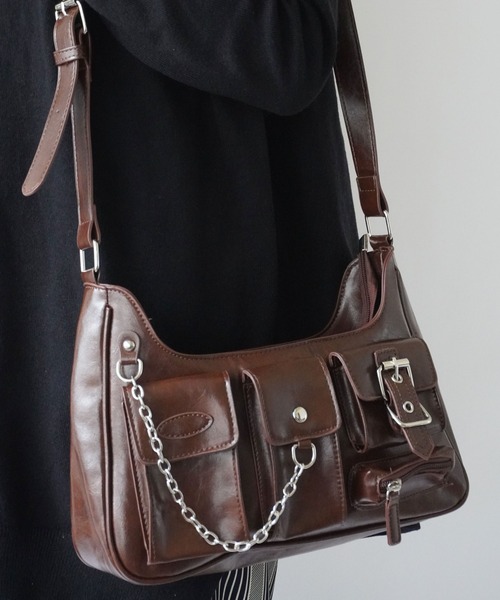 Port（ポート）の「【 Port / ポート 】 チェーン デザイン ワンハンドル ショルダー バッグ #（ショルダーバッグ・レディース・シルバー/ブラック/ブラウン・FREE）」の2枚目の写真