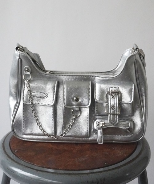 Port（ポート）の「【 Port / ポート 】 チェーン デザイン ワンハンドル ショルダー バッグ #（ショルダーバッグ・レディース・シルバー/ブラック/ブラウン・FREE）」の3枚目の写真