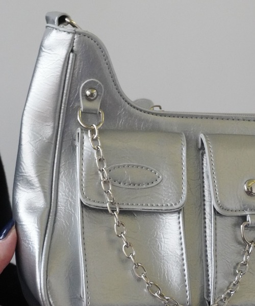 Port（ポート）の「【 Port / ポート 】 チェーン デザイン ワンハンドル ショルダー バッグ #（ショルダーバッグ・レディース・シルバー/ブラック/ブラウン・FREE）」の9枚目の写真