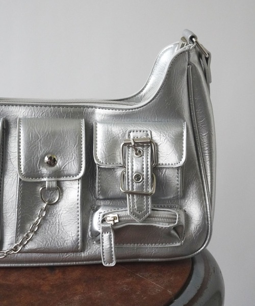 Port（ポート）の「【 Port / ポート 】 チェーン デザイン ワンハンドル ショルダー バッグ #（ショルダーバッグ・レディース・シルバー/ブラック/ブラウン・FREE）」の8枚目の写真