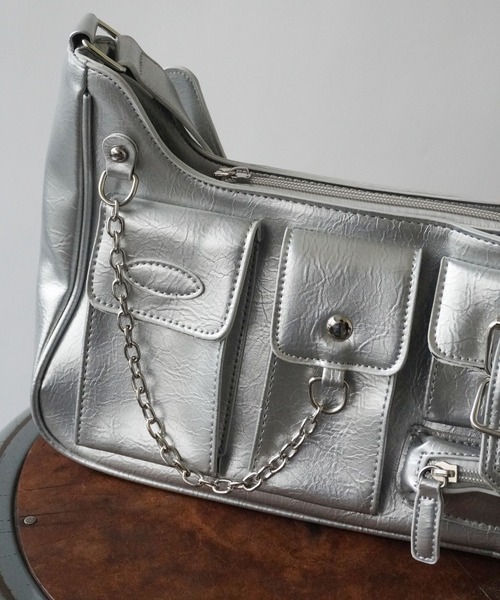 Port（ポート）の「【 Port / ポート 】 チェーン デザイン ワンハンドル ショルダー バッグ #（ショルダーバッグ・レディース・シルバー/ブラック/ブラウン・FREE）」の6枚目の写真