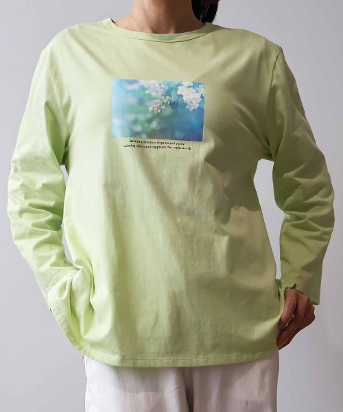 MB mint breeze(エムビーミントブリーズ)の「【L~5L 大きいサイズ】コットングラフィック7分袖Tシャツ(Tシャツ/カットソー・レディース・グリーン/オフホワイト/ネイビー・3L/LL/5L/4L/L)」の13枚目の写真